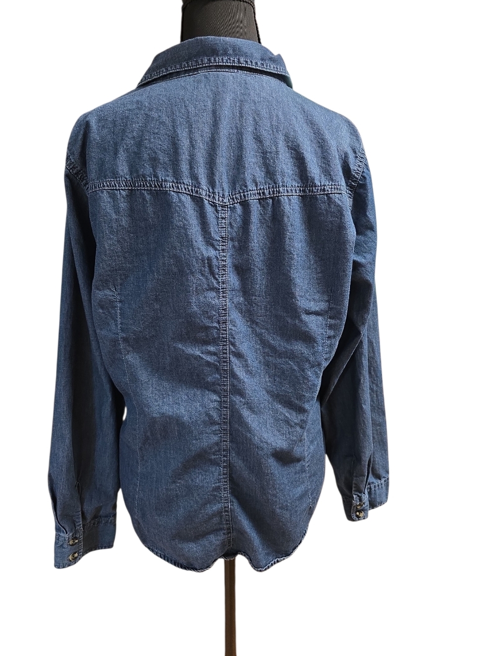 Trilogy by Morning Sun  Long Sleeve Button-Up Dark Washed Blue L With Cardinal - Picture 5 of 5